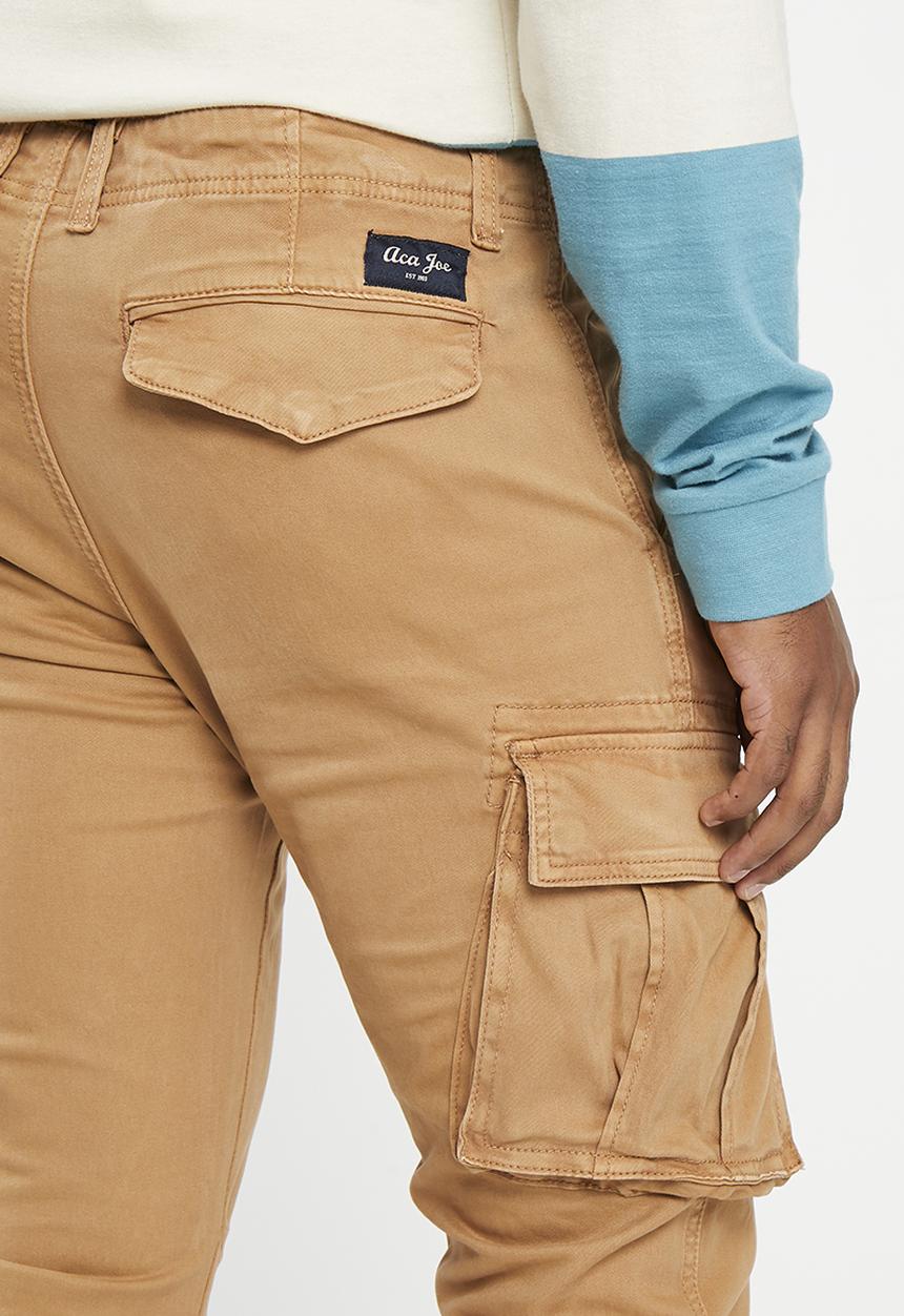 Aca Joe - Mens aca joe pigment dyed canvas cargo pants - sand
