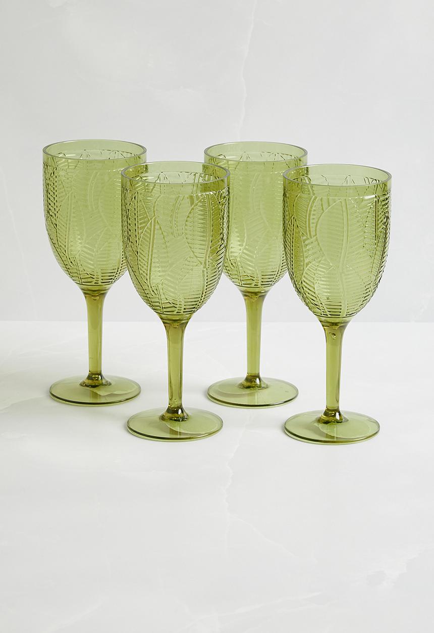 H&S - Luay wine glass set of 4 - green