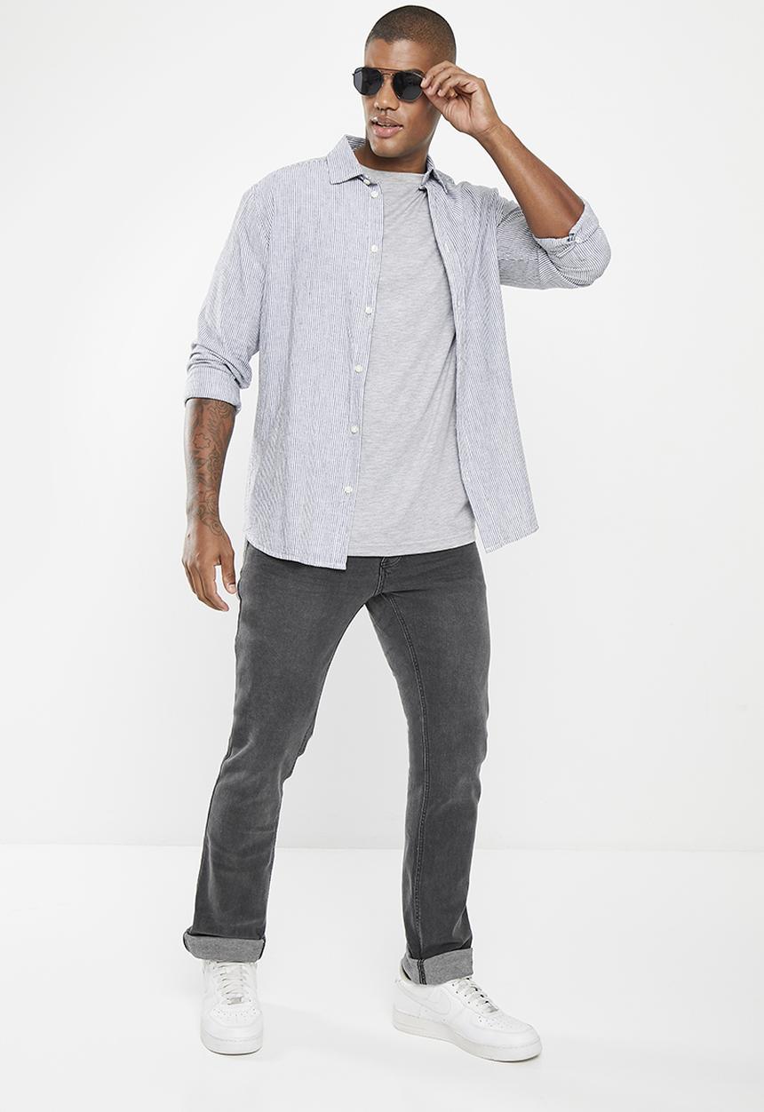 Aca Joe - Mens aca joe stretch denim straight leg jeans - midnight grey