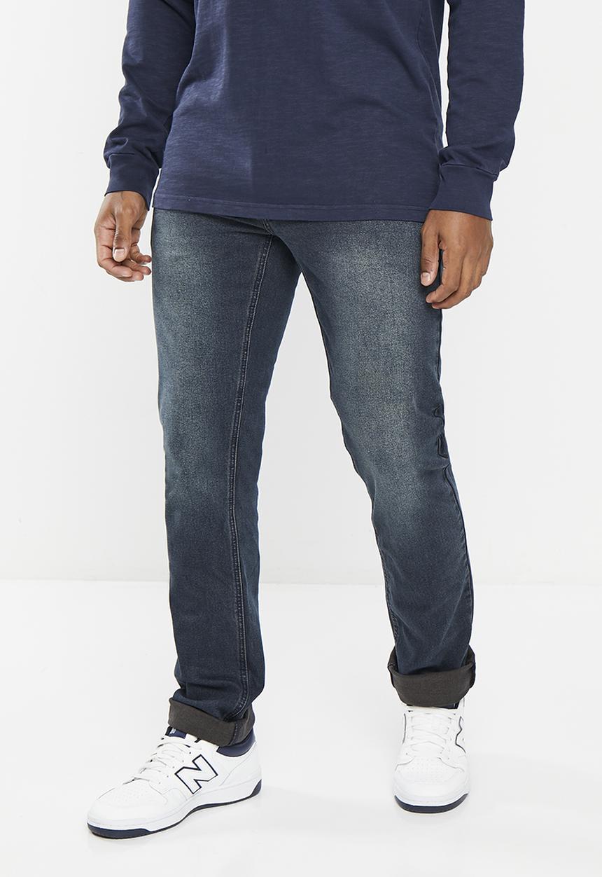 Aca Joe - Mens aca joe stretch denim straight leg jeans - blue black wash