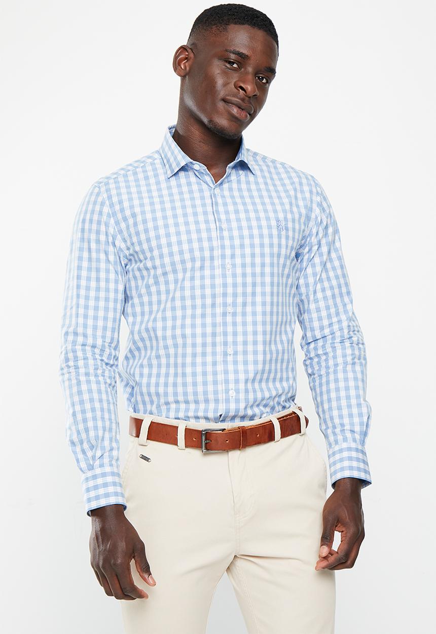 Pringle of Scotland - Spencer long sleeve shirt - mid blue