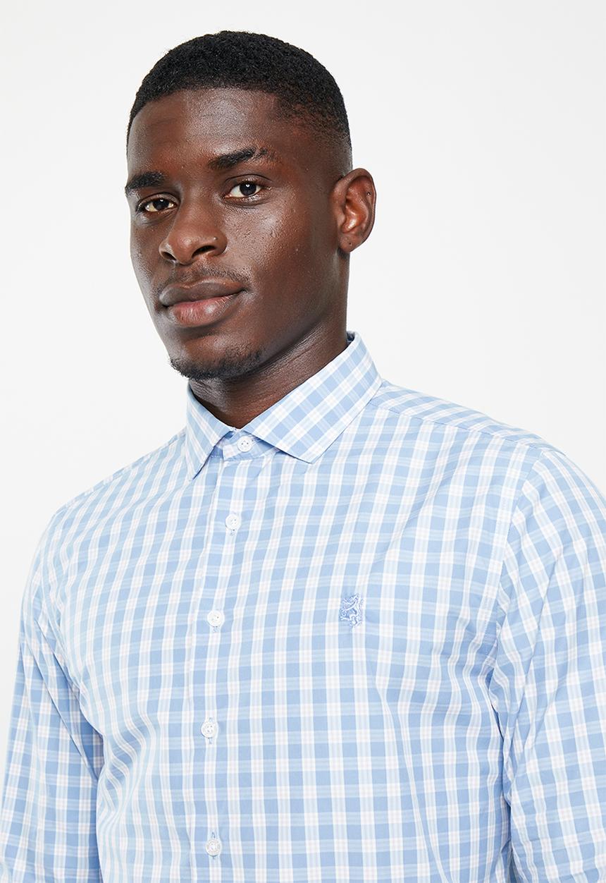 Pringle of Scotland - Spencer long sleeve shirt - mid blue