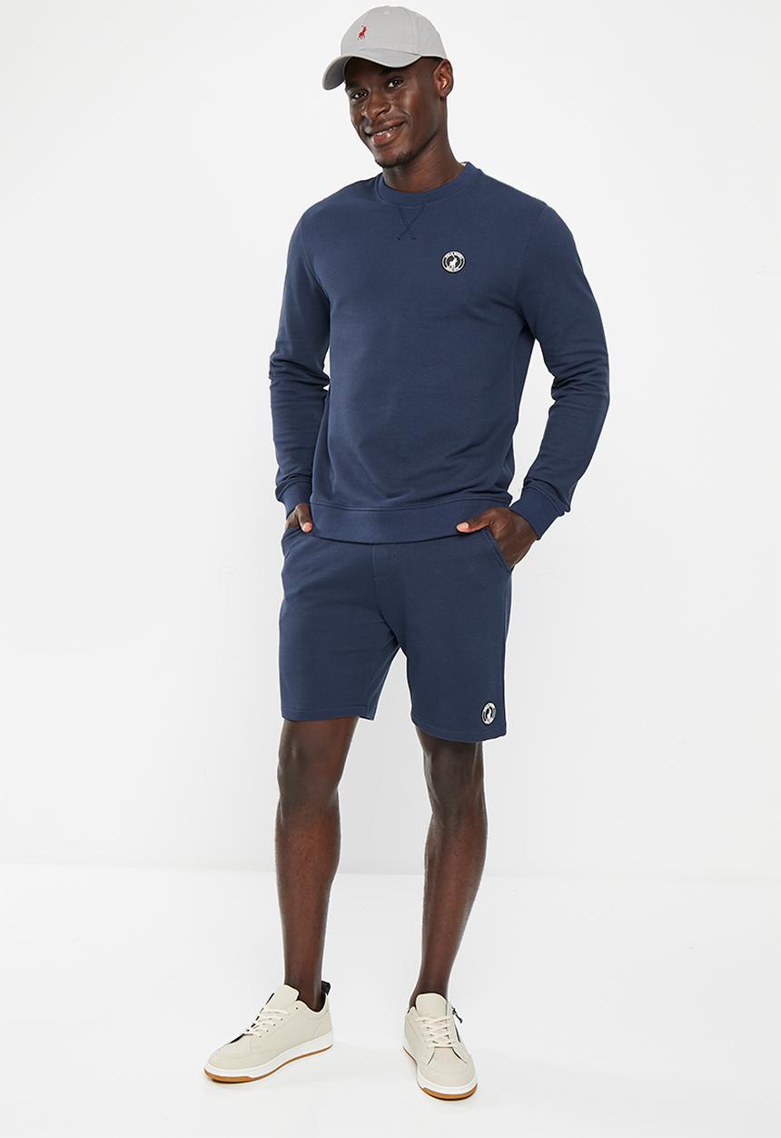 POLO - Men sport pique sweat short - navy
