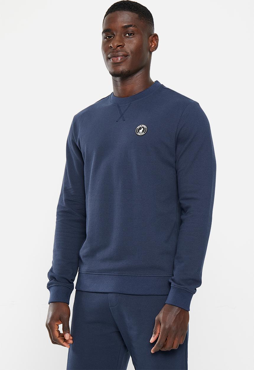 POLO - Men sport long sleeve pique sweat top - navy