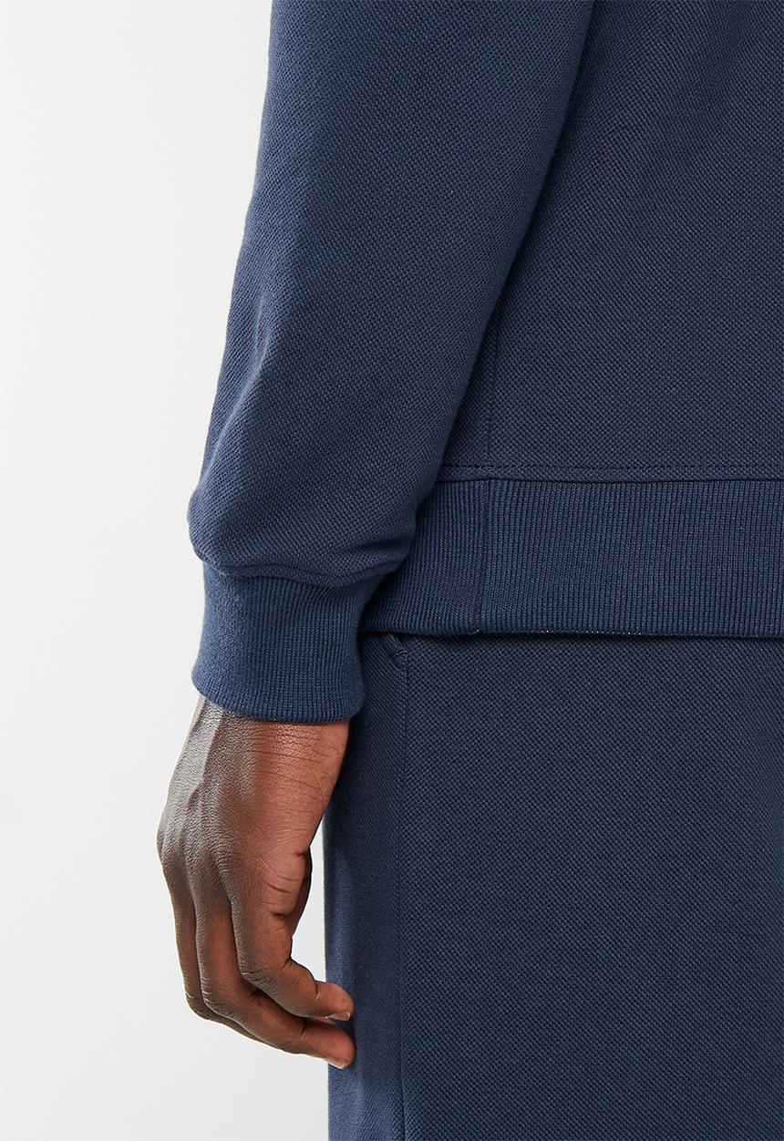 POLO - Men sport long sleeve pique sweat top - navy