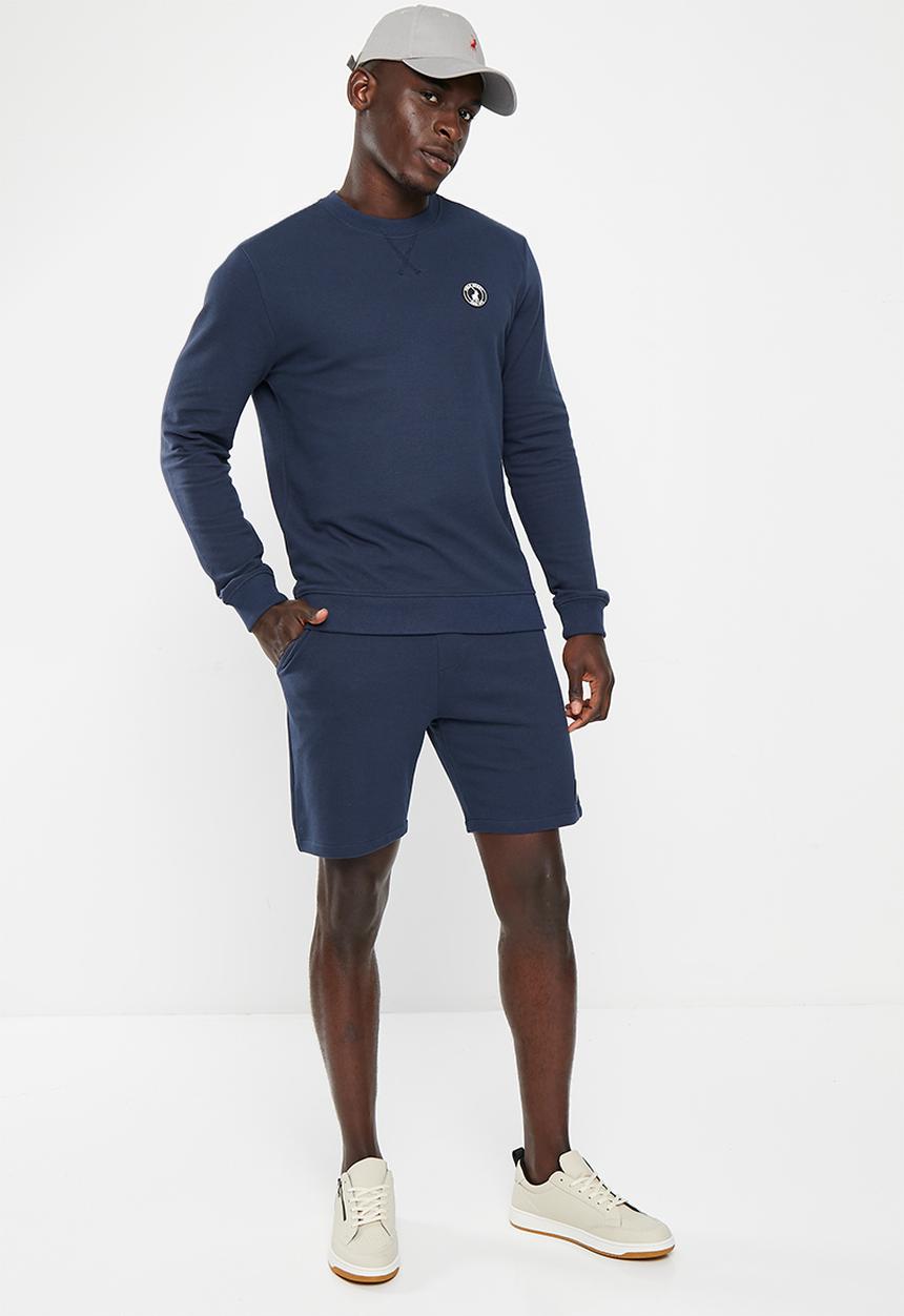 POLO - Men sport long sleeve pique sweat top - navy