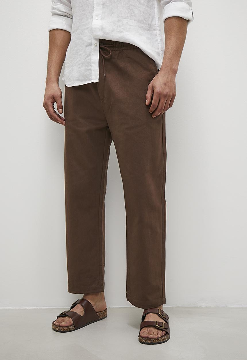 Superbalist - Declan drawcord elasticated chino pant - brown