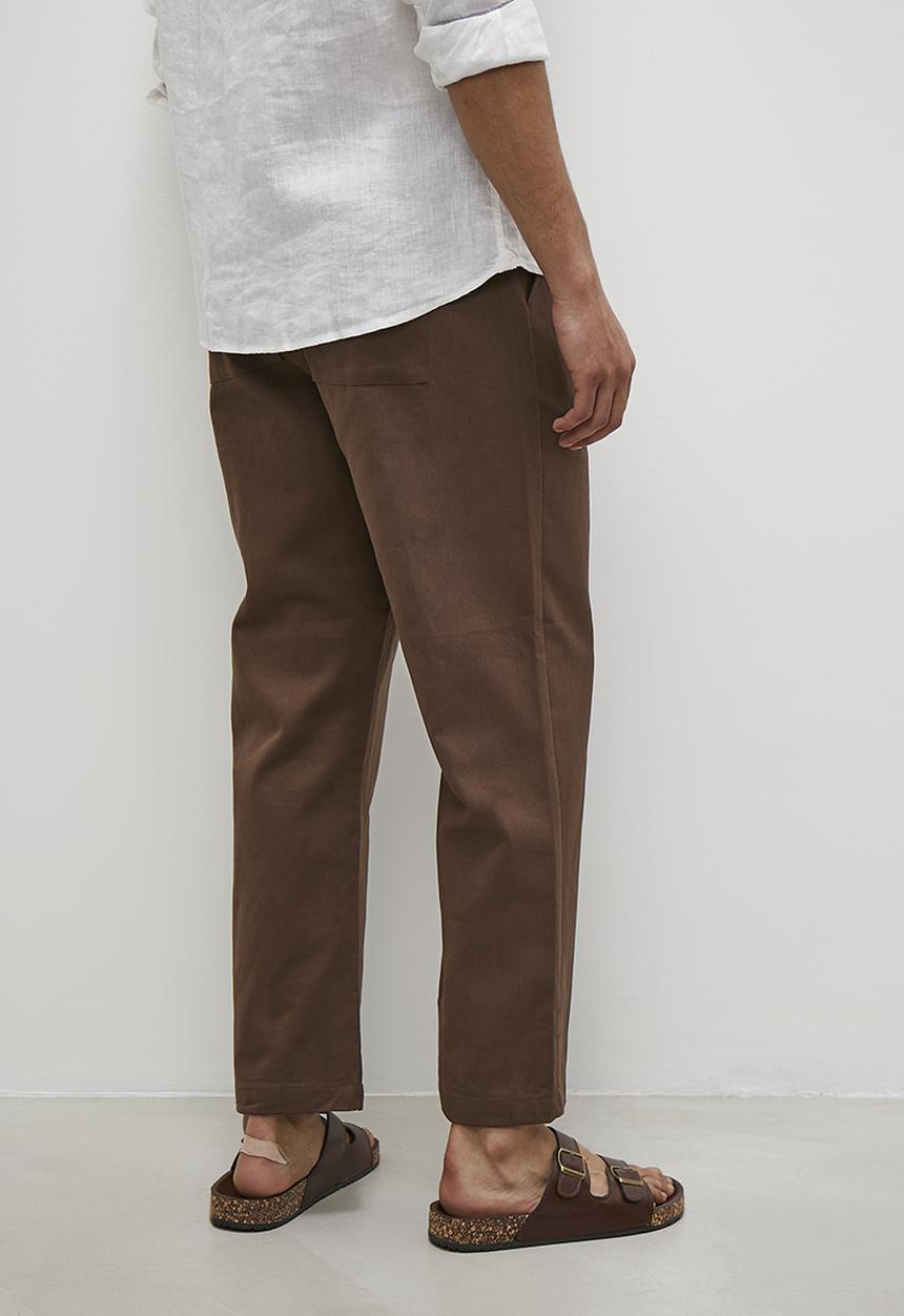 Superbalist - Declan drawcord elasticated chino pant - brown