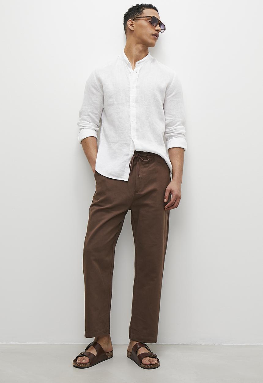 Superbalist - Declan drawcord elasticated chino pant - brown