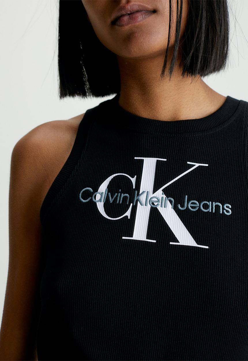 Calvin Klein - Archival monologo rib tank dress - ck black