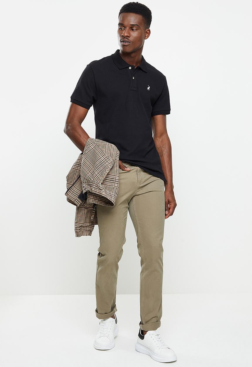 POLO - Mens stretch pique short sleeve golfer - black