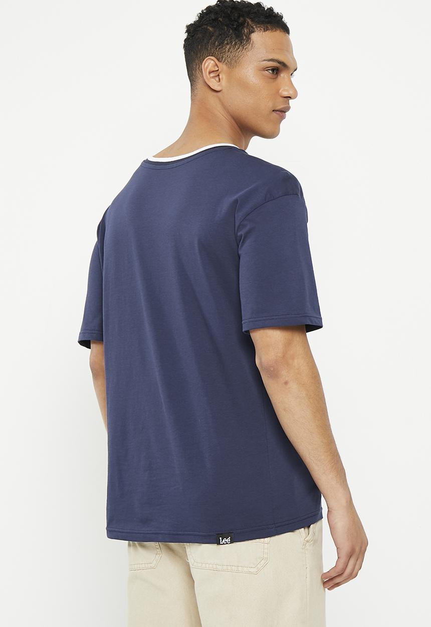 Lee  - Fits em all box print t - navy
