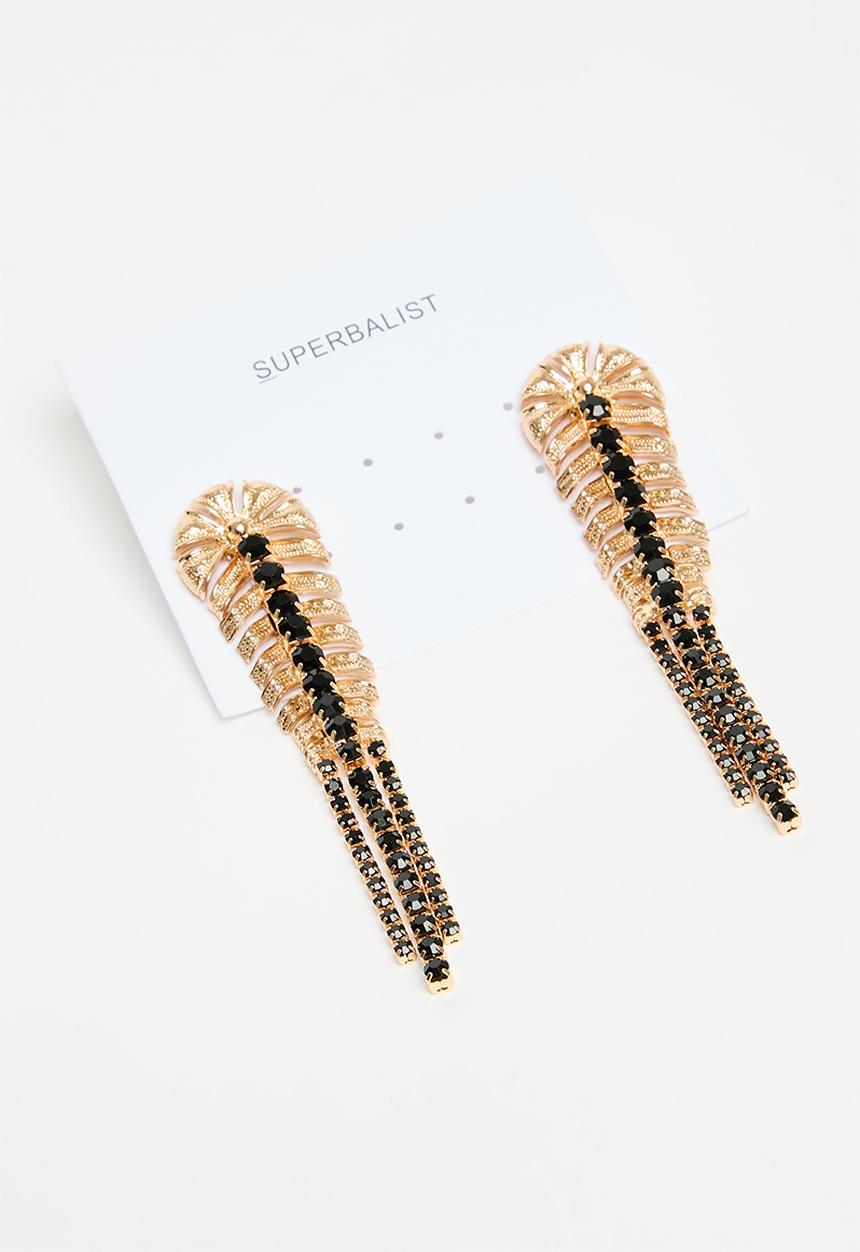 Superbalist - Lena statement earrings - black & gold