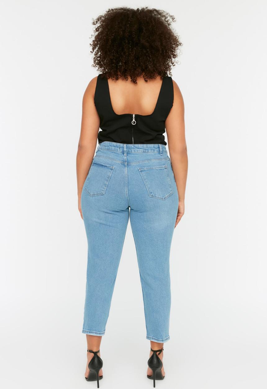 Trendyol - Plus high rise ripped jeans - blue