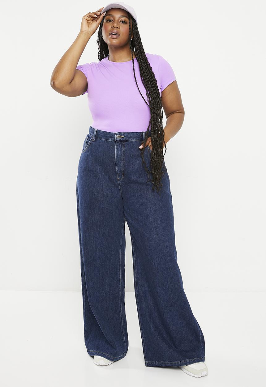 Cotton On - Plus the one organic rib crew short sleeve tee - lilac posie