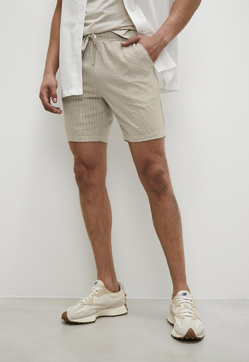 Superbalist - Reuben Fashion striped linen walk shorts - stone