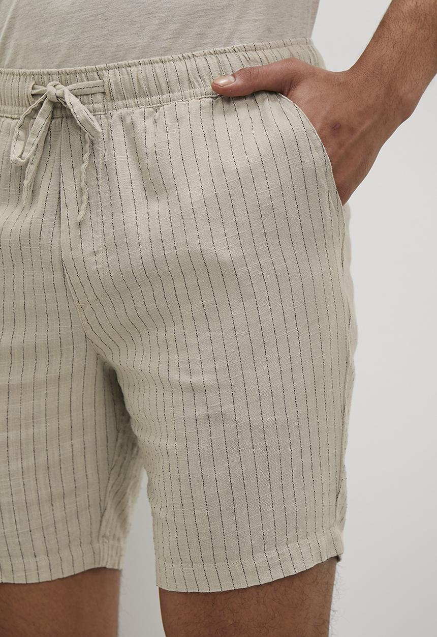 Superbalist - Reuben Fashion striped linen walk shorts - stone