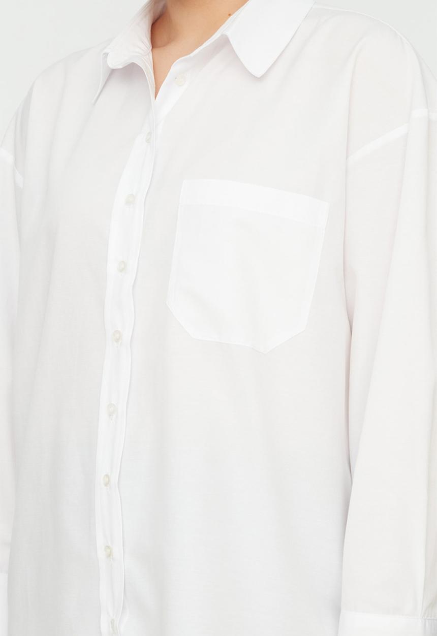 Trendyol - Plus regular long sleeve shirt - white