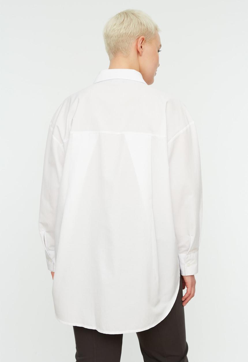 Trendyol - Plus regular long sleeve shirt - white