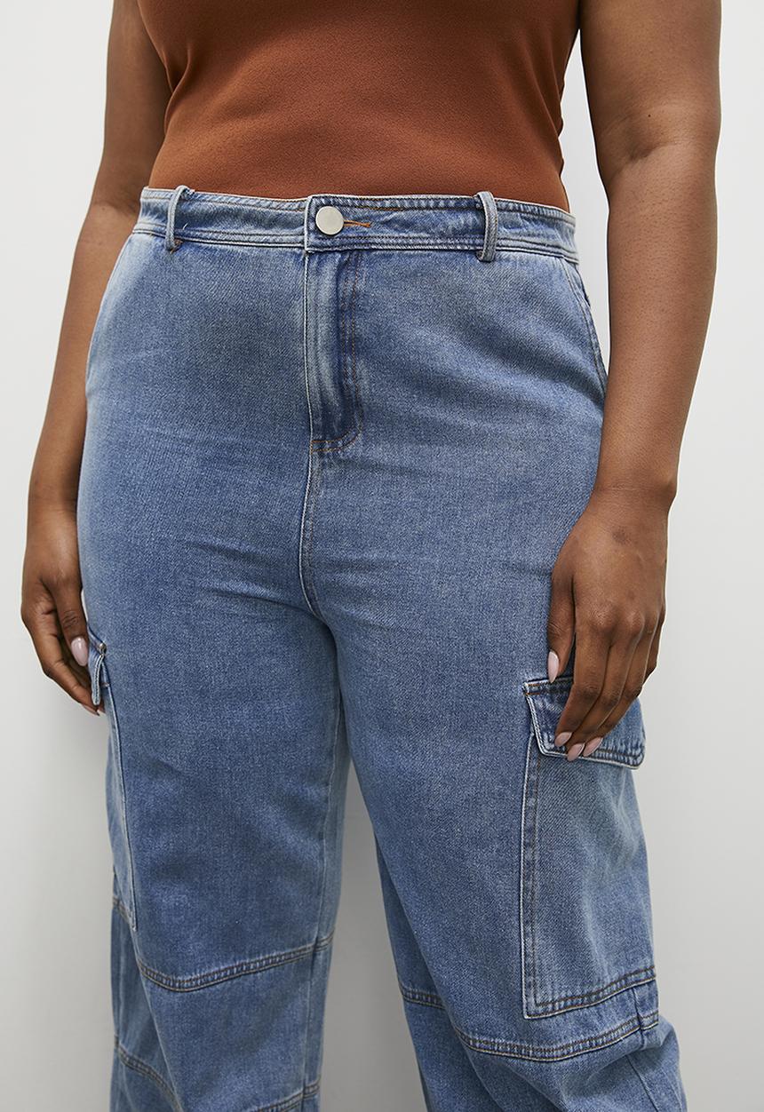 Blake - Low rise denim cargo - blue1