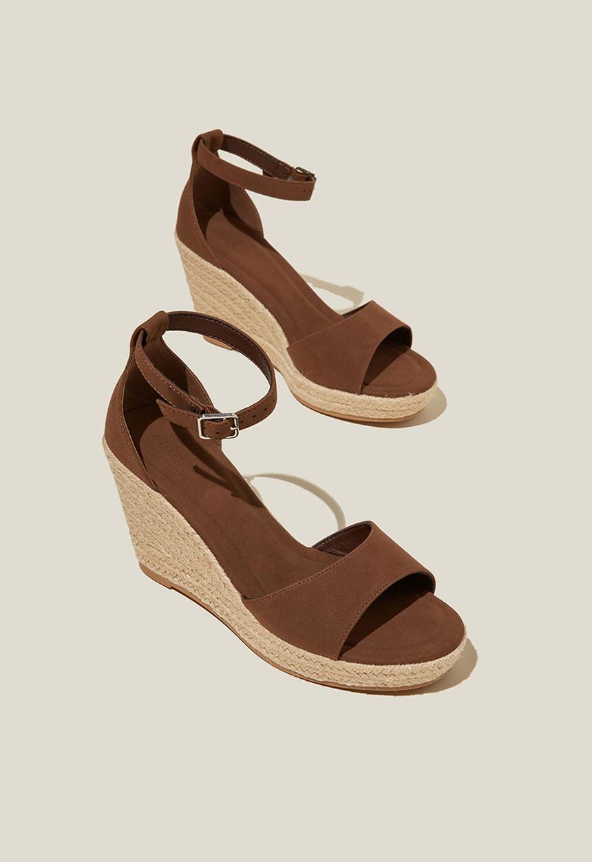 Cotton On - Luna single vamp espadrille heel - dark oak