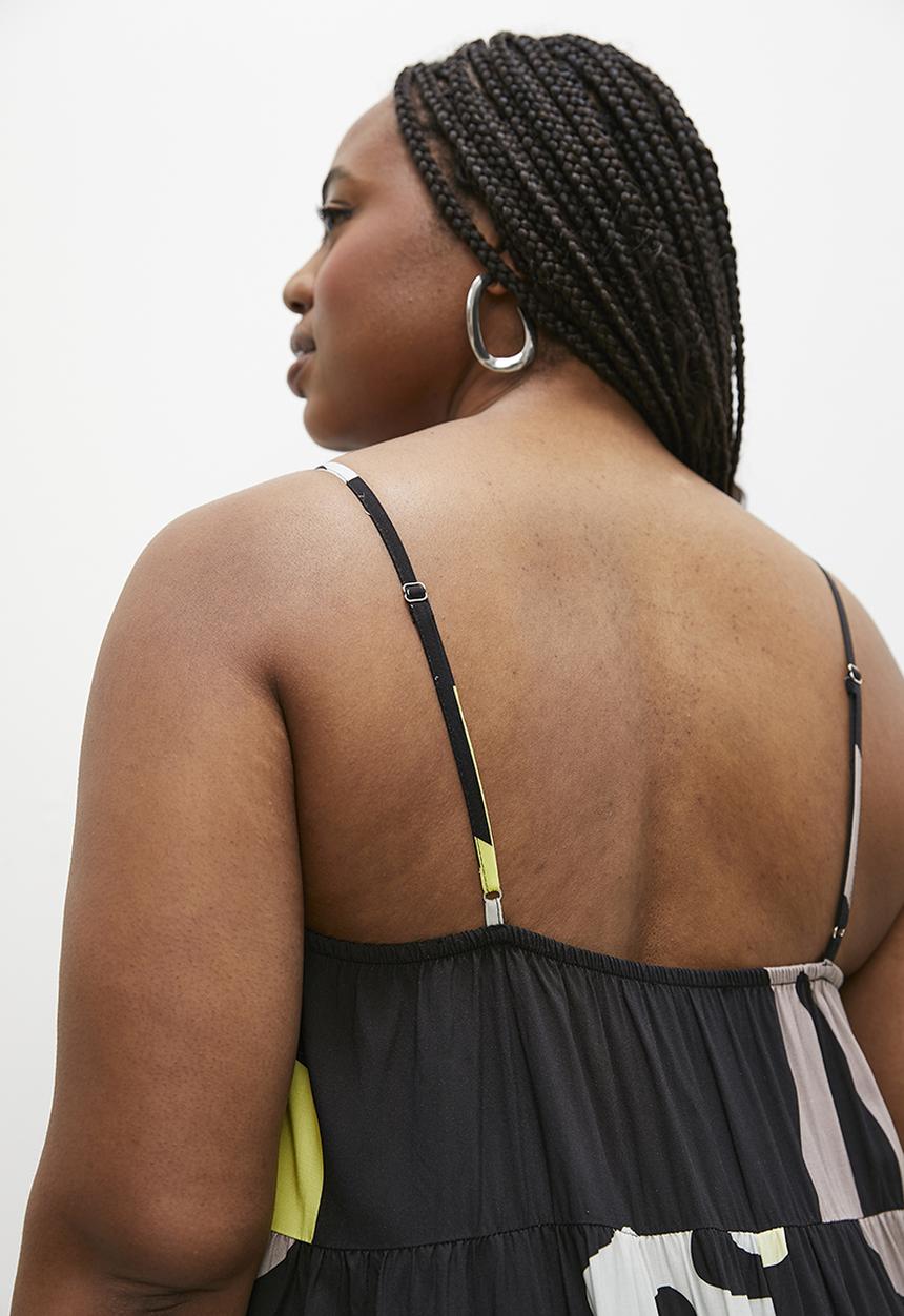 Superbalist - Tiered trapeze maxi dress - abstract seaweed 