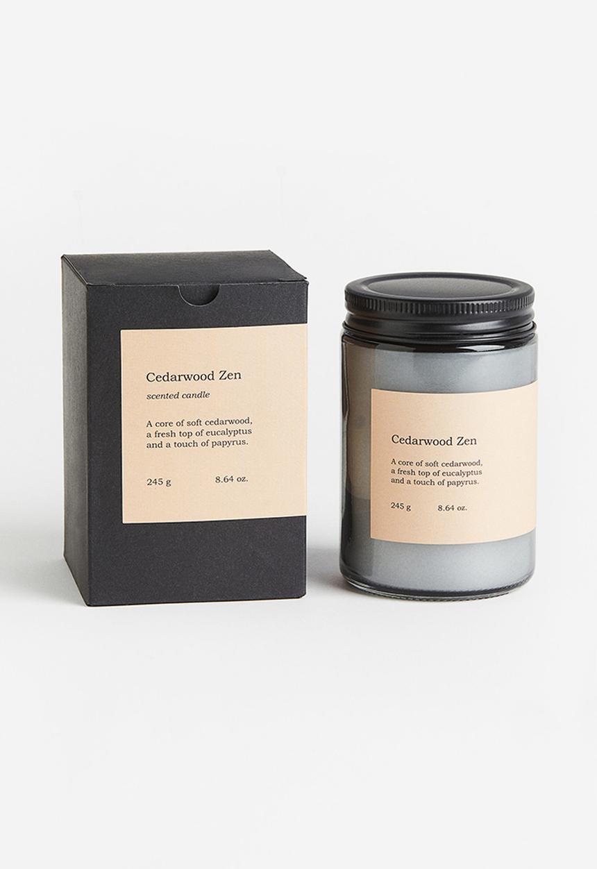 H&M - Scented candle in glass jar - grey/cedarwood zen