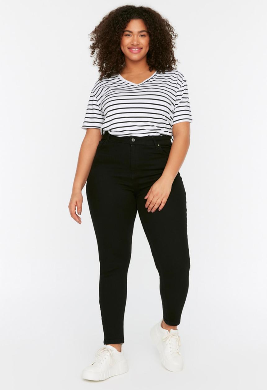 Trendyol - Plus skinny high rise jean - black