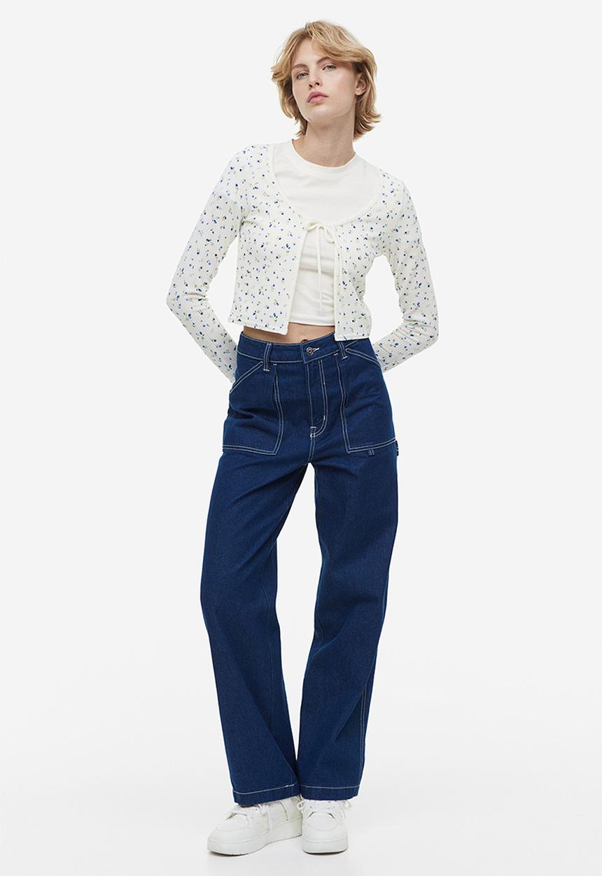 H&M - Tie-front cardigan - white floral