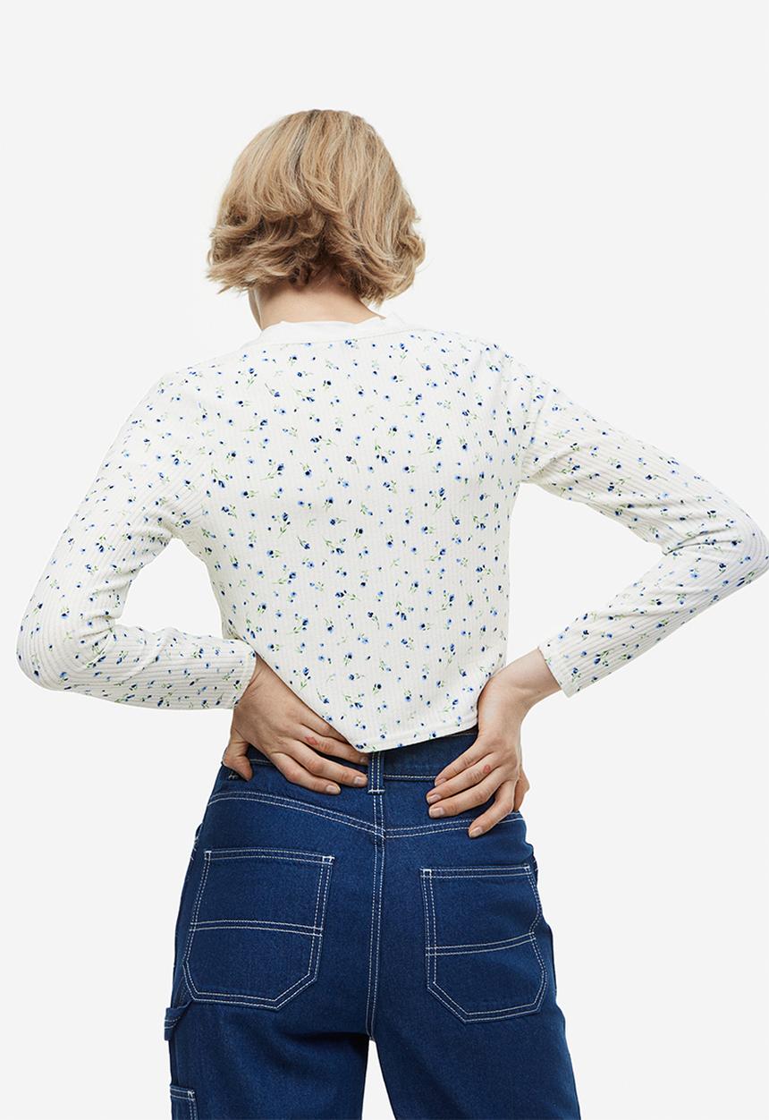H&M - Tie-front cardigan - white floral