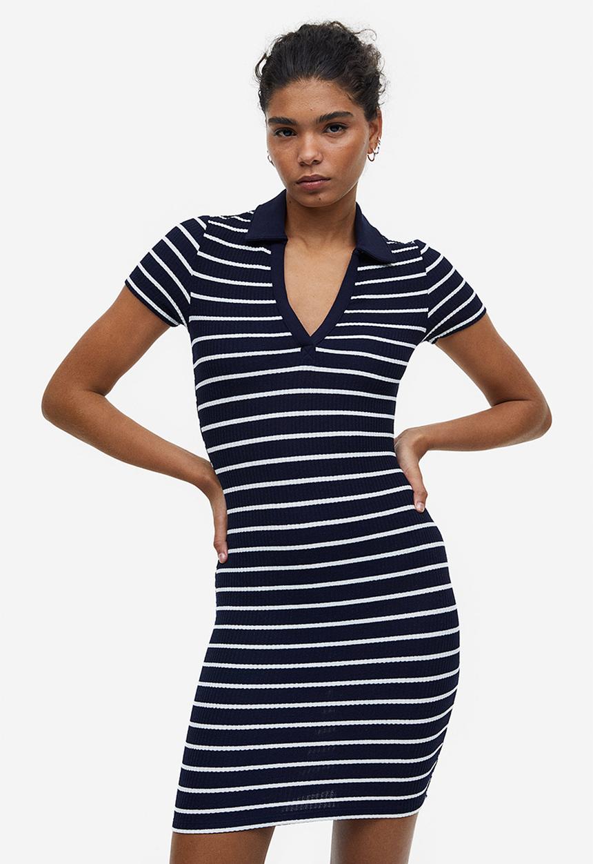 H&M - Collared jersey dress - blue
