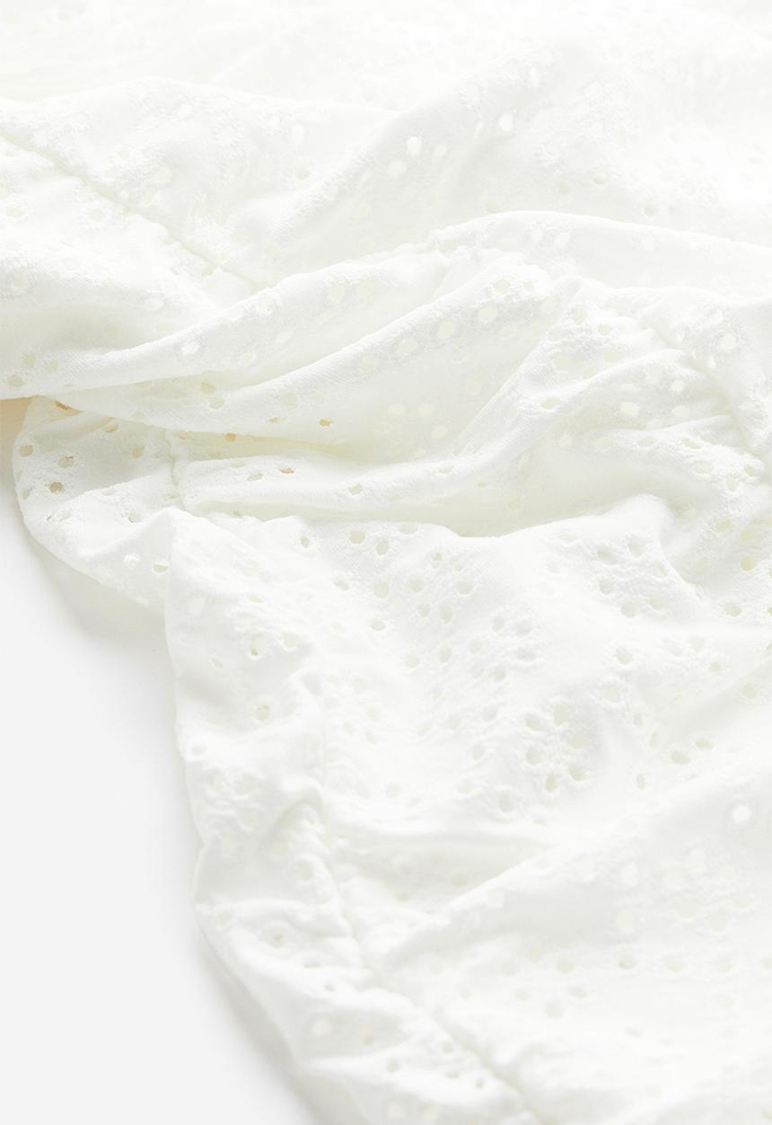 H&M - Gathered broderie anglaise dress - white