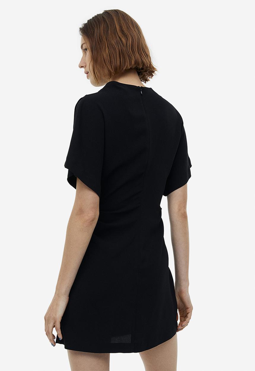 H&M - Gathered crêpe dress - black