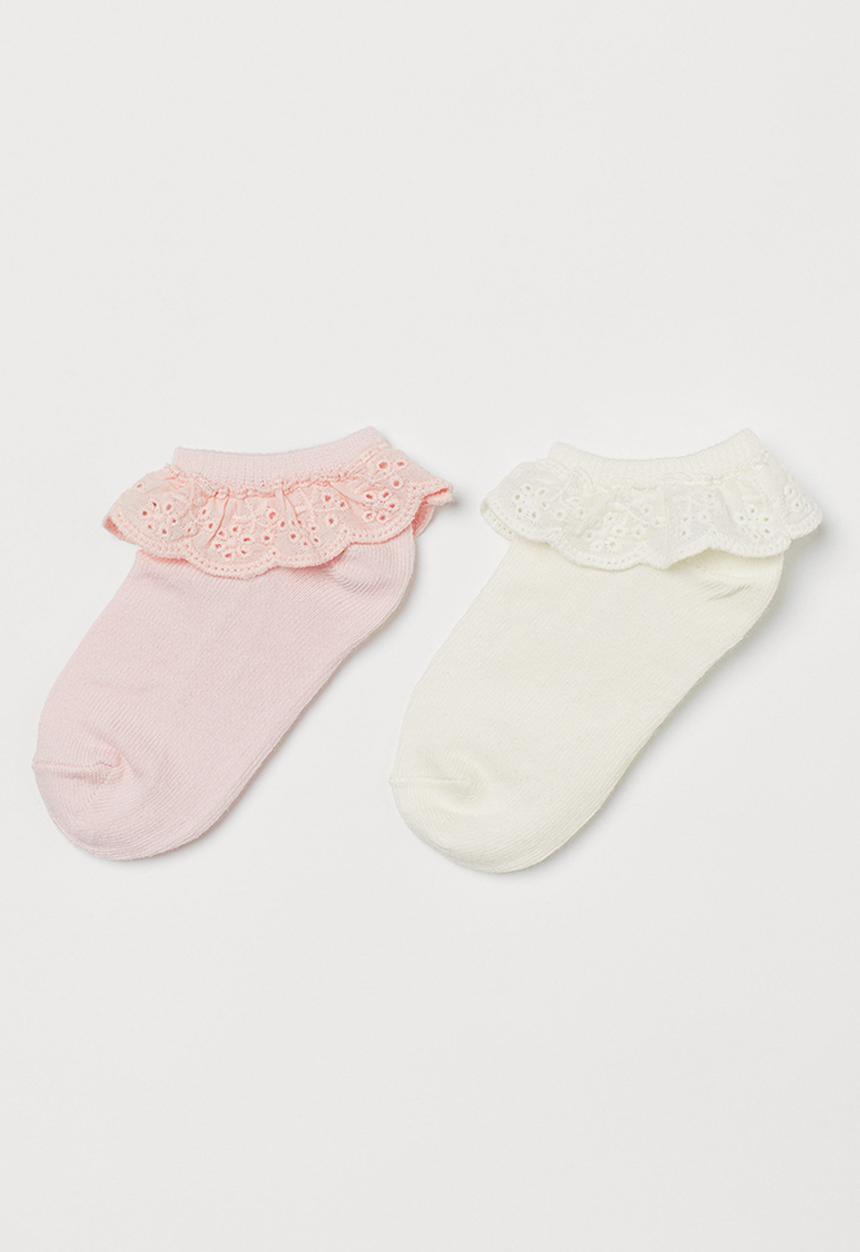 H&M - 2-pack trainer socks - white & pink
