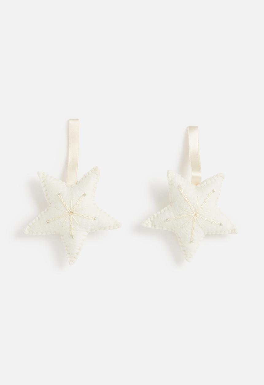Skaapie - Snowy star bauble set of 2 - white