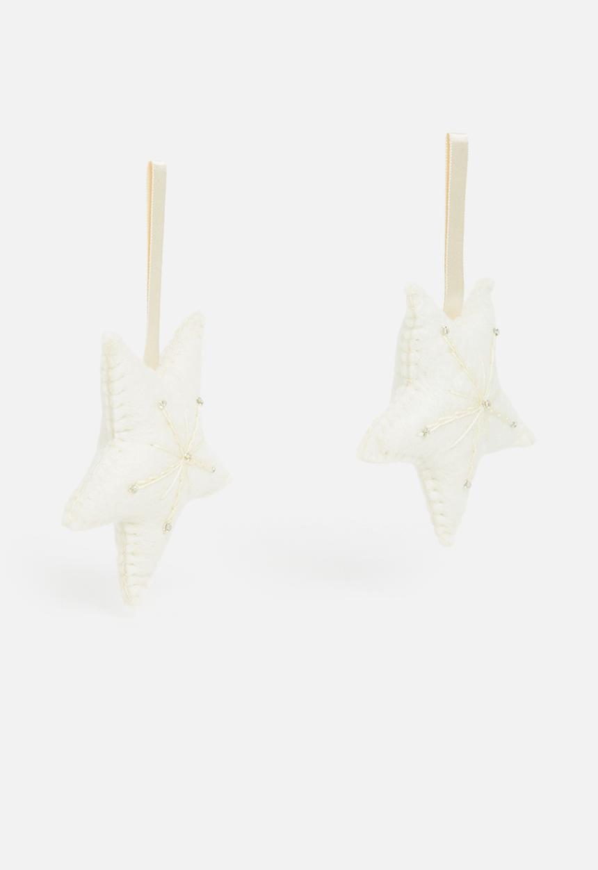 Skaapie - Snowy star bauble set of 2 - white