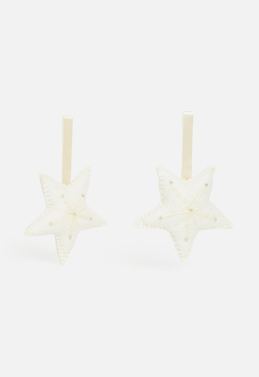 Skaapie - Snowy star bauble set of 2 - white