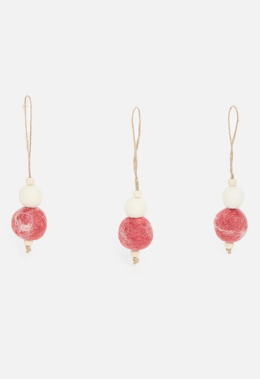 Skaapie - Noelle baubles set of 3 - natural & red