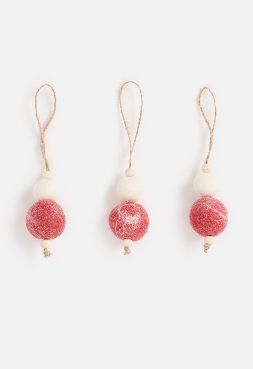 Skaapie - Noelle baubles set of 3 - natural & red