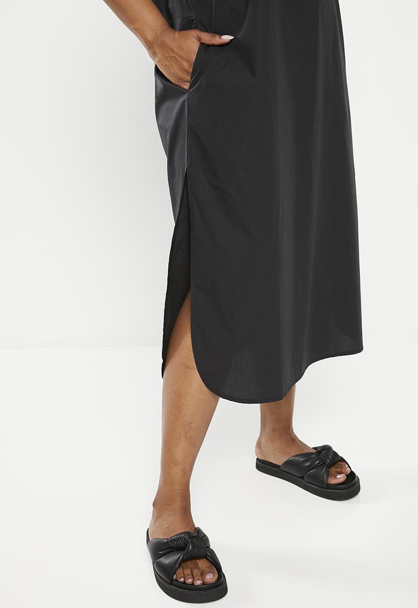 Me&B - Plus cotton tunic shirt dress - black