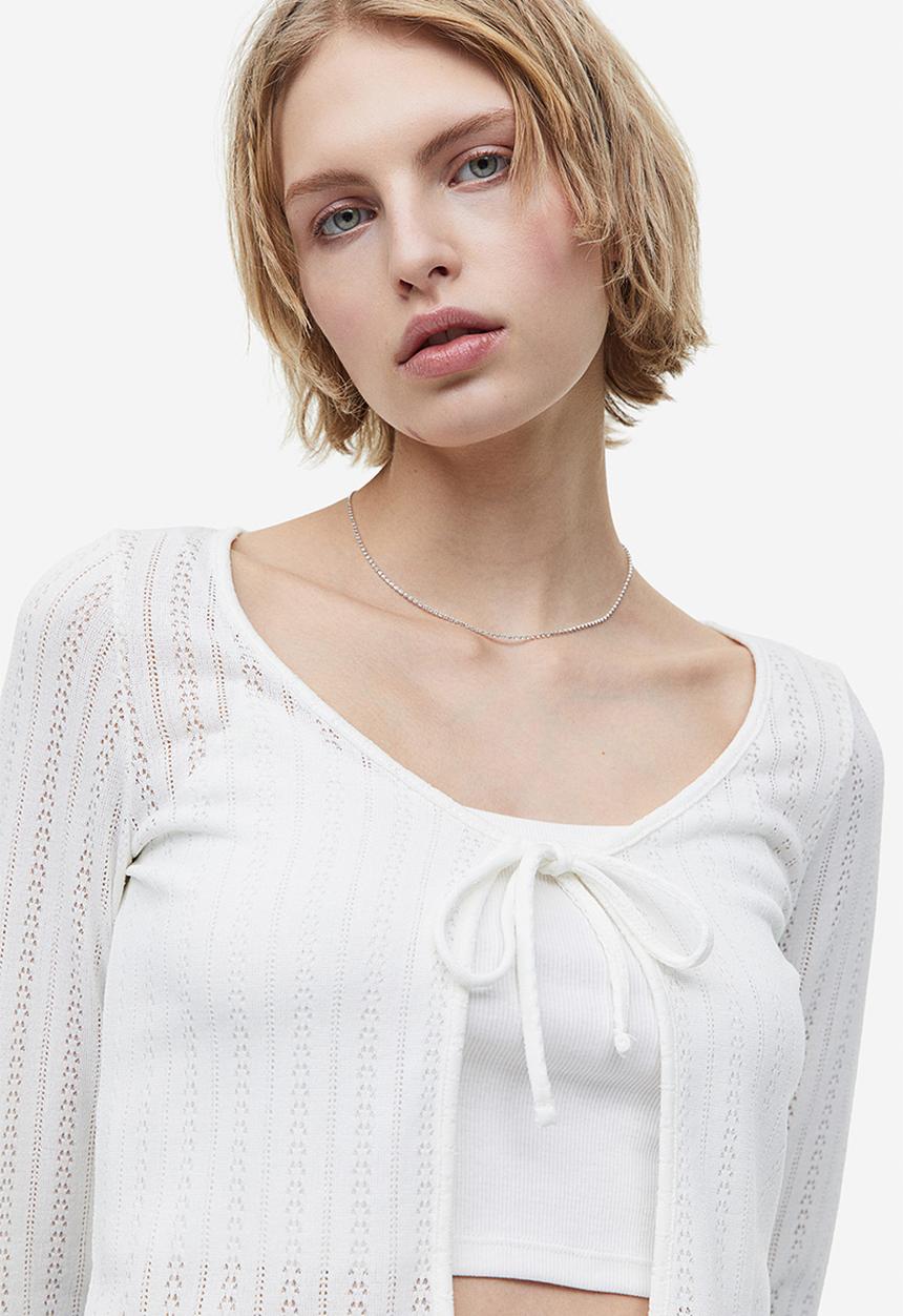 H&M - Tie-front cardigan - cream 