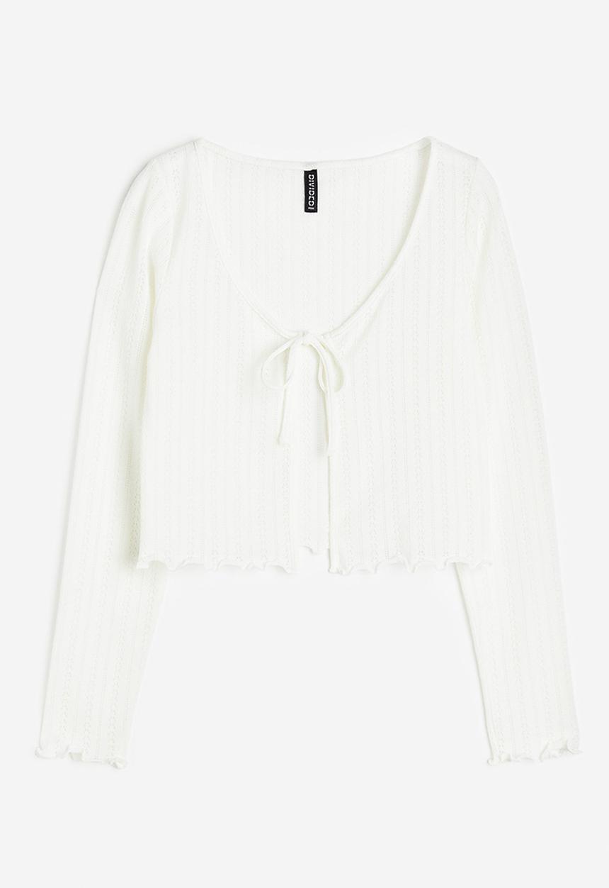 H&M - Tie-front cardigan - cream 