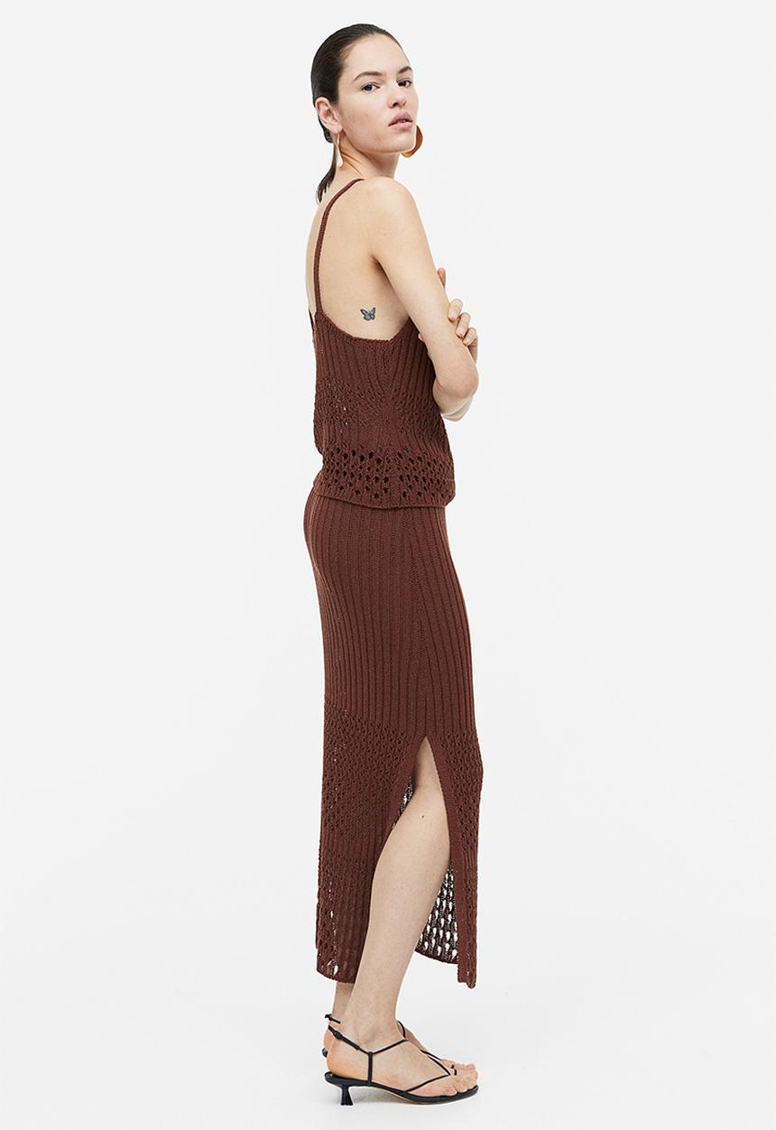 H&M - Pointelle-knit skirt - brown