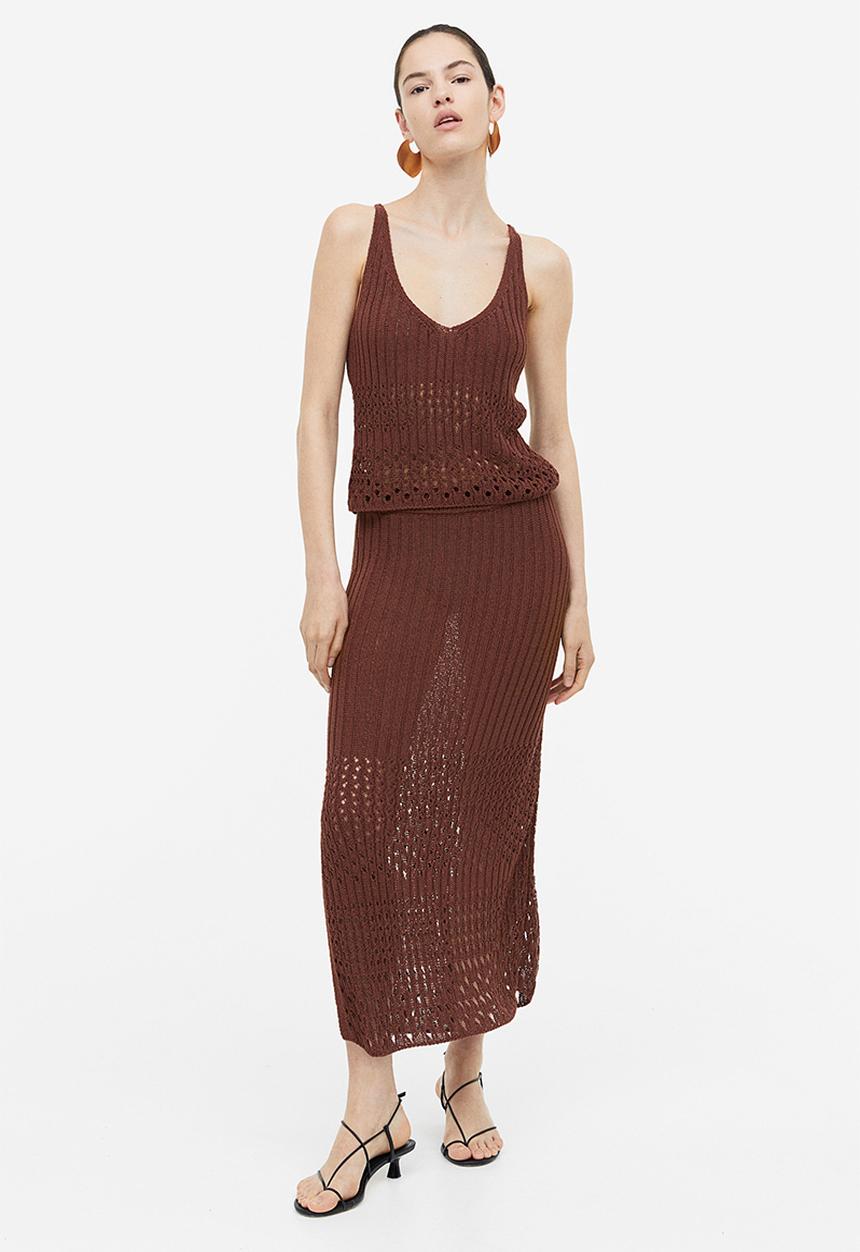 H&M - Pointelle-knit skirt - brown