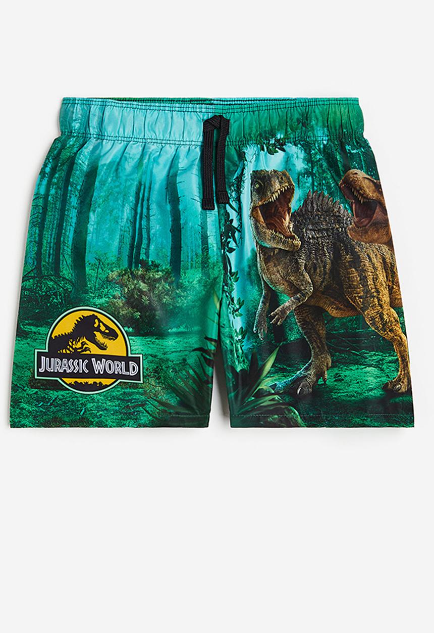 H&M - Printed swim shorts - dark green jurassic world