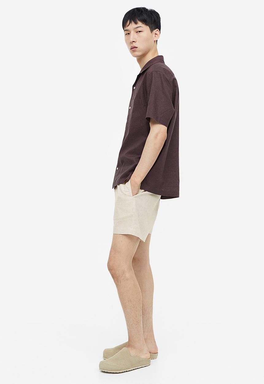 H&M - Regular fit linen-blend shorts - light beige
