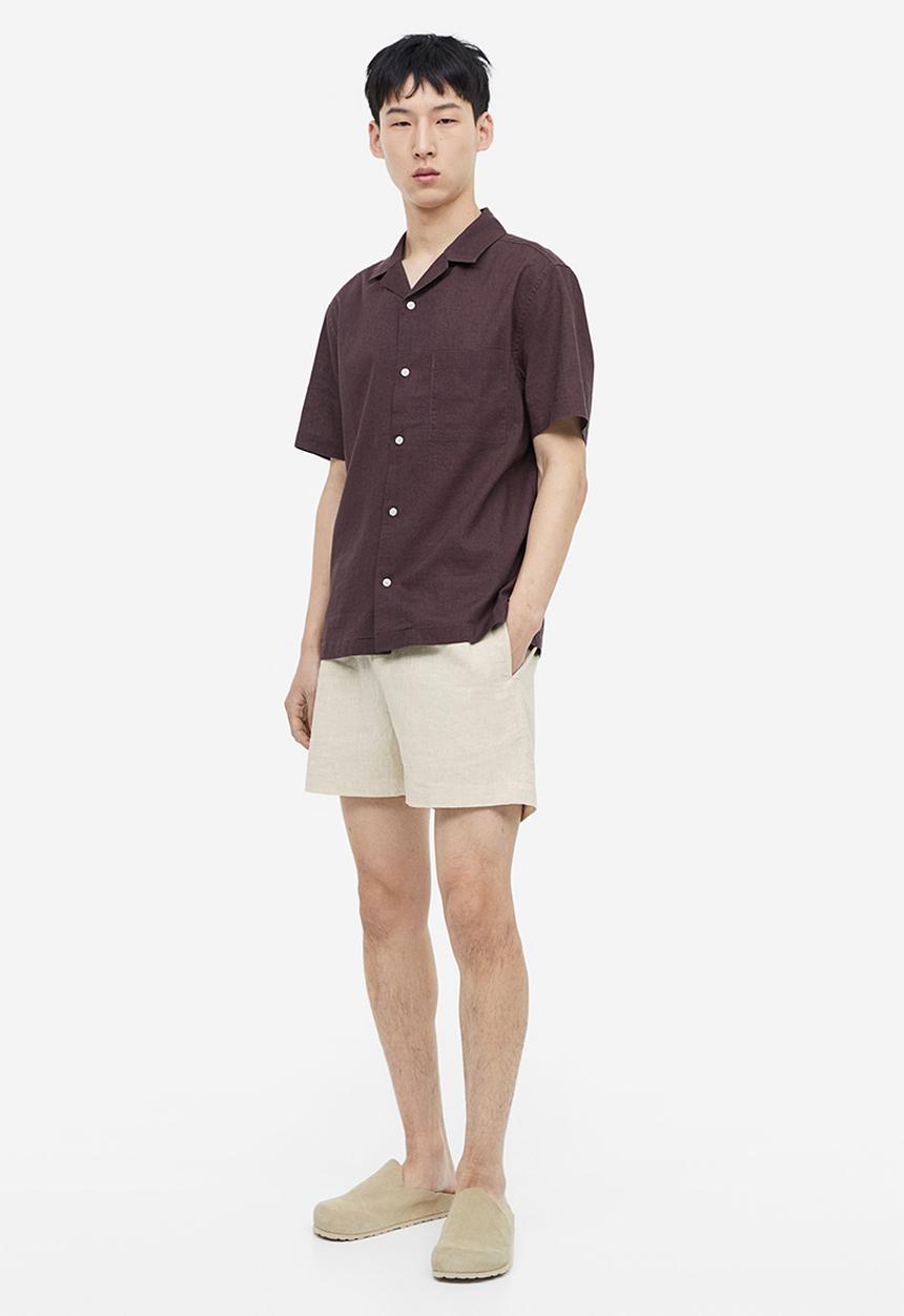 H&M - Regular fit linen-blend shorts - light beige