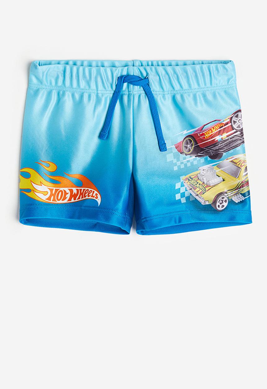 H&M - Printed swimming trunks - light blue hot wheels 