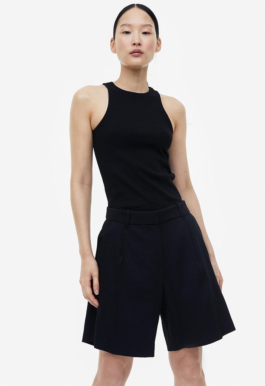 H&M - Ribbed vest top - black