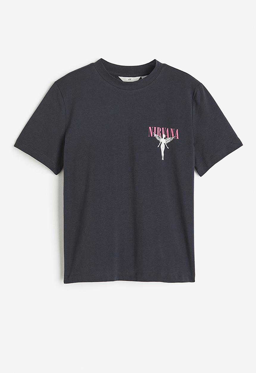 H&M - T-shirt with a motif - dark grey nirvana